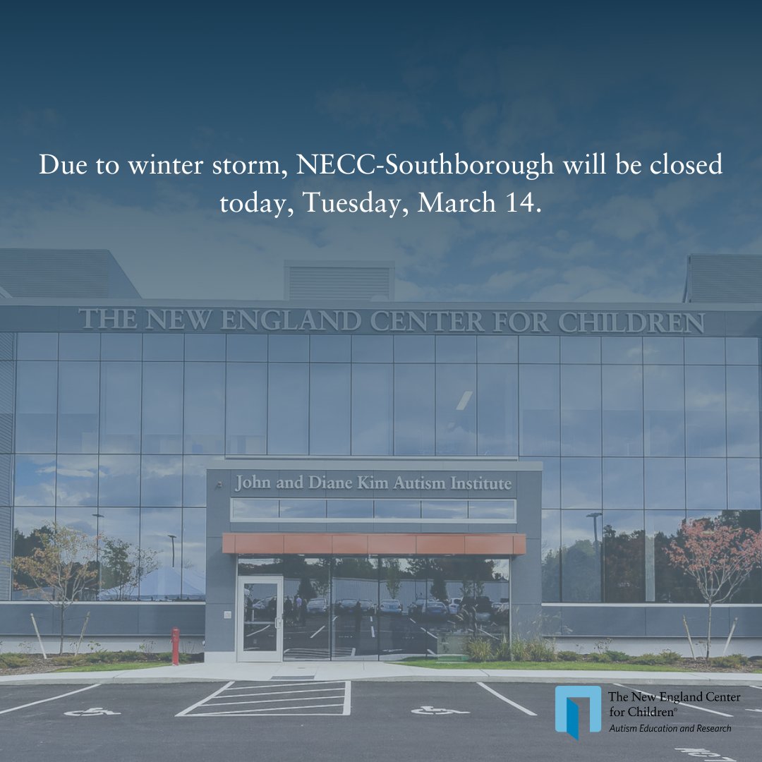Due to the winter storm, NECC Southborough will be closed today, Tuesday, March 14. Please stay safe!