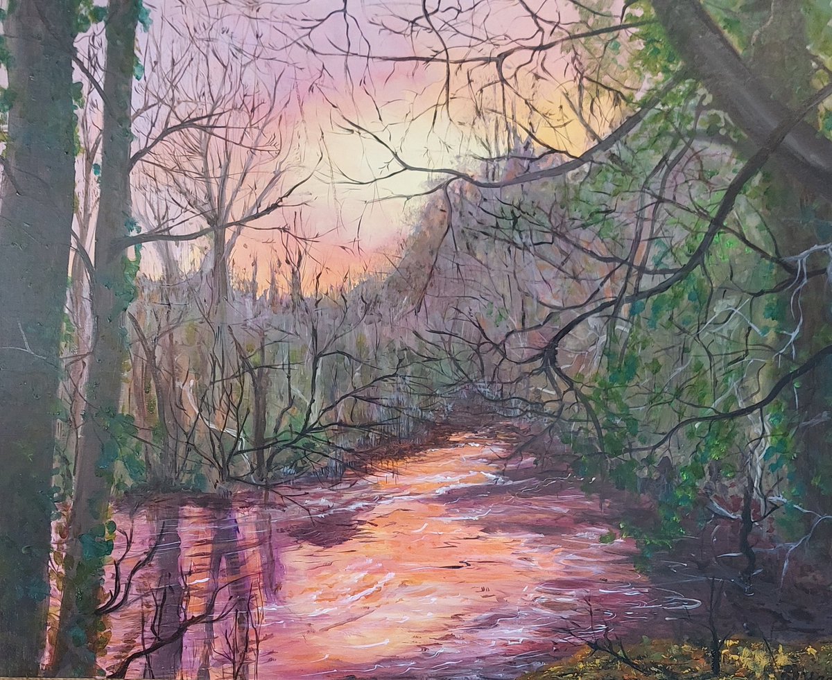 wlhaydock's tweet image. So I&apos;m going to leave it there, also this is photo I used at the subject of the painting. Artistic licence is a wonderful thing 😉 #interpretation #solsticemorning #pinklight #riverliffey #condensedimage