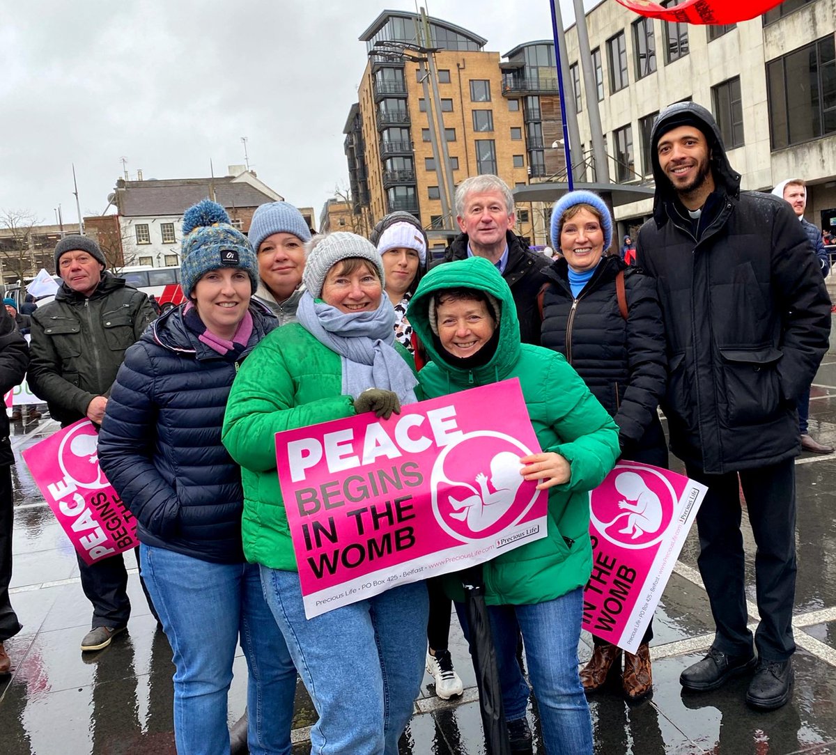 PreciousLifeCom's tweet photo. Thank-you to the amazing people of Downpatrick Pro-life who marched for Life on Saturday at the Belfast Rally for Life.🙏🏻
📸 pictured here with: guest speakers: Dr. Dermot Kearney and Fr. Sean Gough.
#PeaceBeginsinTheWomb #RFL2023 #WhyWeMarch https://t.co/QpEXmtkBOg