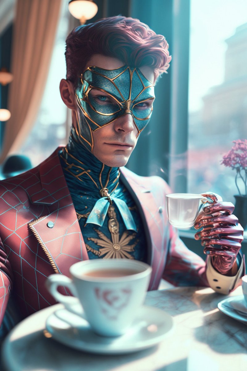 Today Ill share with you my High tea  collection 😍 see my previous tweets for more
#SpiderMan 
#Superheroes 
#hightea
#AIart