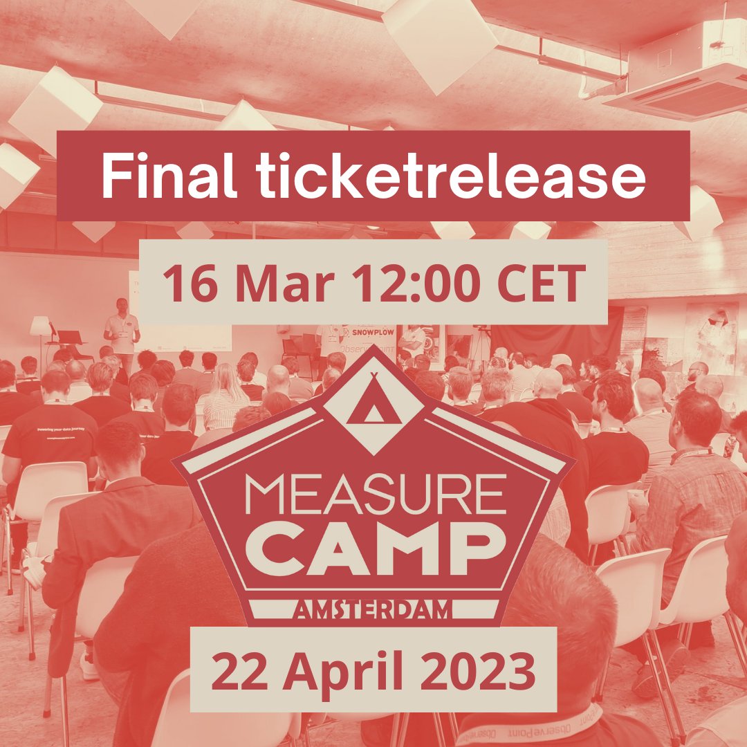 Just two more days to get tickets for the most desired analytics event!  🙌

Get ready, set and go this Thursday at 12:00 CET 💨

 #analytics #measurecamp #measurecampams