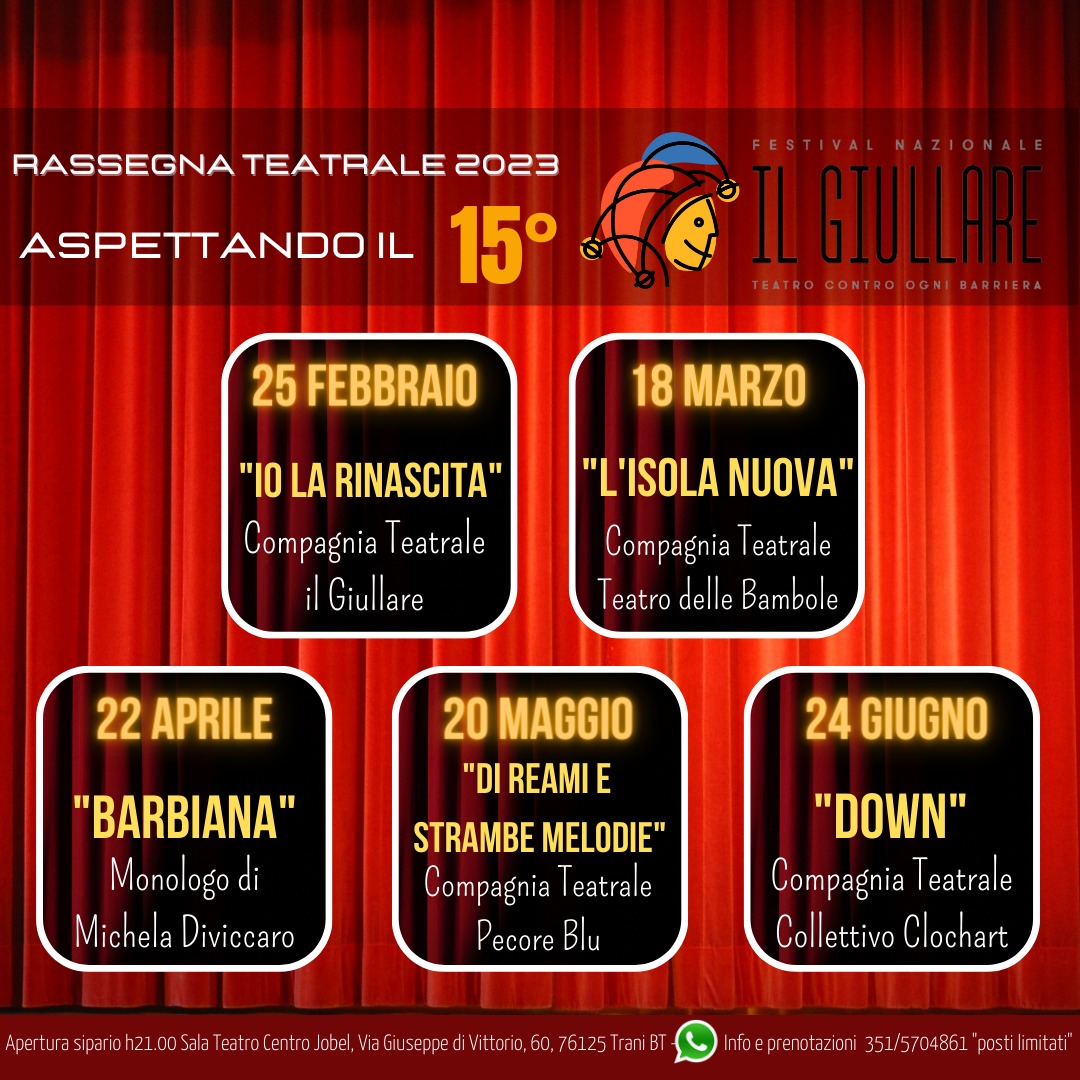 Giullare_Trani's tweet photo. Il 1️⃣8️⃣ marzo andrà in scena 🏝"L'isola nuova"🏝
del Teatro Delle Bambole di Bari, presso il teatro del Centro Jobel all'interno della rassegna "Aspettando il #festivalilgiullare 15^ Edizione".
Info:
📲 Solo whatsapp: 351 570 4861
💻On line:  https://t.co/ODOo3AVdcv

#ilgiullare https://t.co/Z2ADzSH8MG