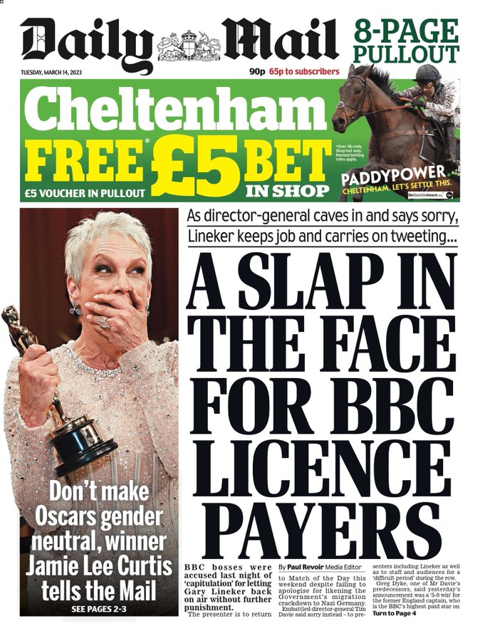 ProfTimBale's tweet image. Seventh splash on #Linekergate  in as many days - but still some way to go before the Mail beats its (even more bonkers) #beergate coverage.  And look where that got it in the end - precisely nowhere.