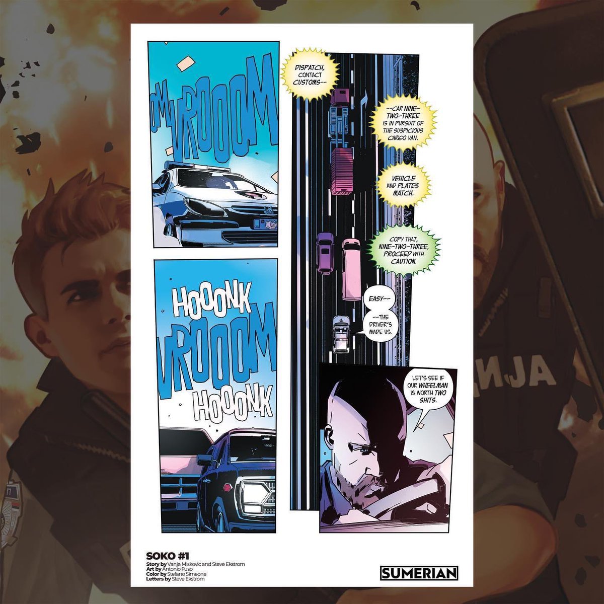 VanjaM19's tweet photo. Mark Waid says SOKO is "Energetic and kinetic as hell, it gripped me from page one and wouldn't let go."
Here's your preview of SOKO #1, available at your local comic shop April 12th.
#sumeriancomics #soko #comics #comicbooks #art #comicart #behemothcomics #ncbd https://t.co/7B9AwlNSAW