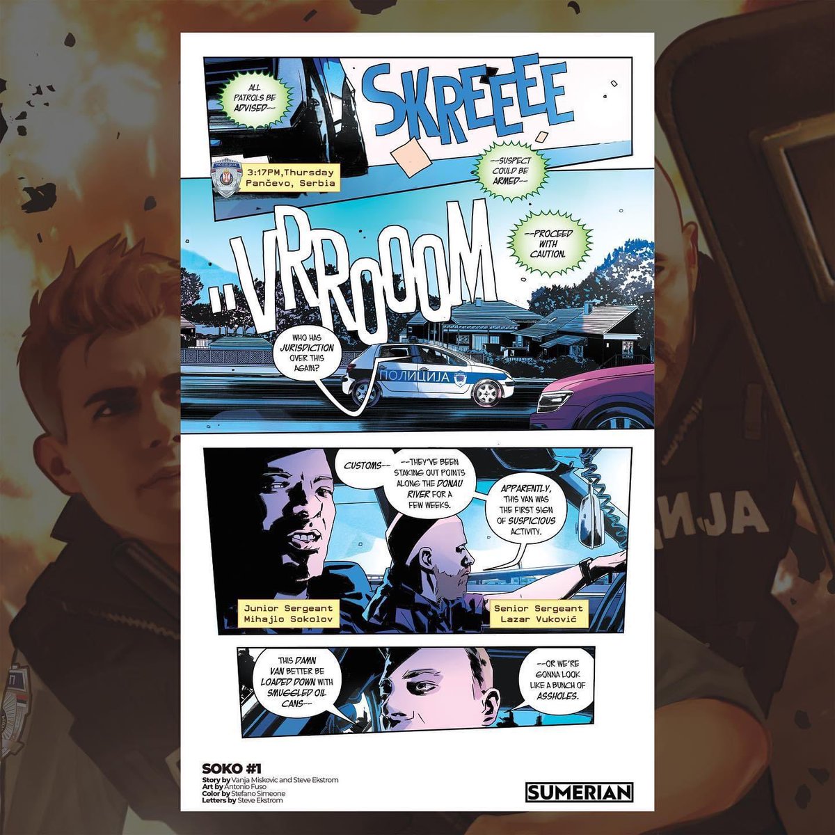VanjaM19's tweet photo. Mark Waid says SOKO is "Energetic and kinetic as hell, it gripped me from page one and wouldn't let go."
Here's your preview of SOKO #1, available at your local comic shop April 12th.
#sumeriancomics #soko #comics #comicbooks #art #comicart #behemothcomics #ncbd https://t.co/7B9AwlNSAW