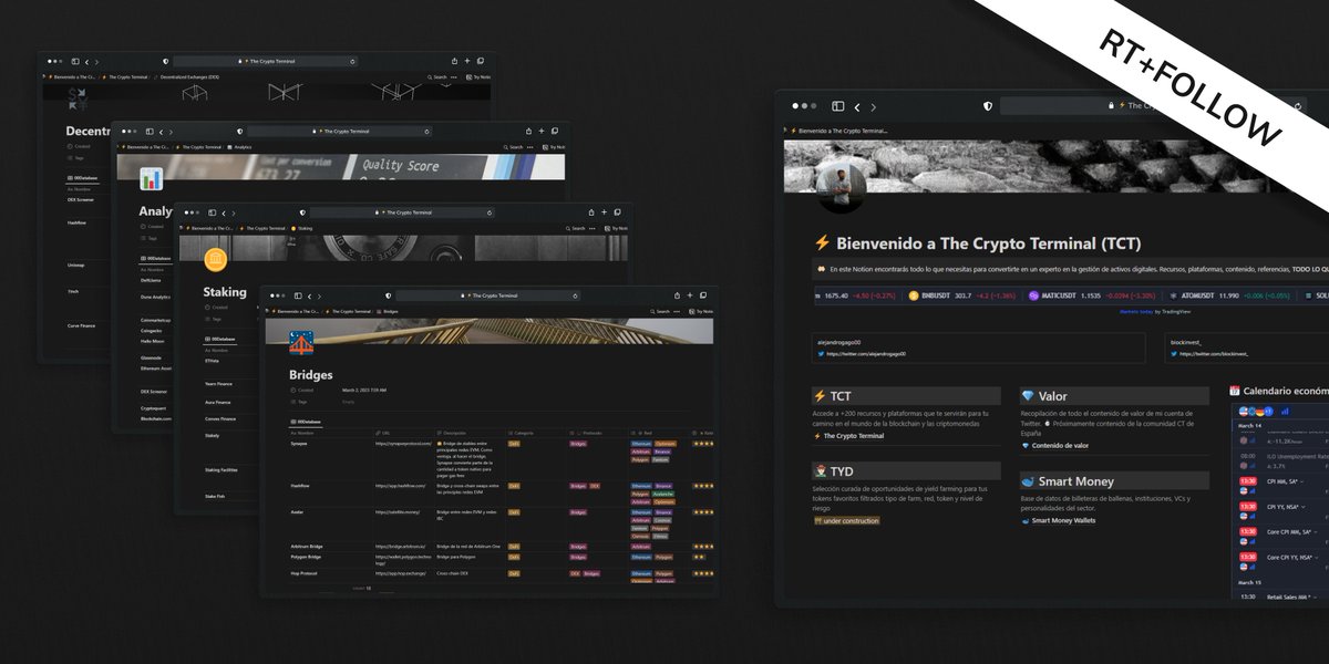 🔥 ¡LO PROMETIDO ES DEUDA! Mi regalo por llegar a los 2k seguidores.

Me he pasado las 2 últimas semanas seleccionando +200 recursos sobre crypto en un Notion gratuito.

RT y Sígueme y recibe "⚡The Crypto Terminal" en tu DM 🙌