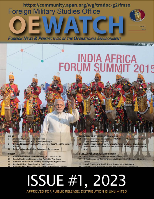 1: We at <a href="/USArmy/">U.S. Army</a>'s Foreign Military Studies Office (FMSO), part of <a href="/TRADOC/">U.S. Army TRADOC</a>, are out with the newest edition of “OE Watch,” our monthly run-down of foreign perspectives of the international operational environment. As its EiC I’m 100% biased, but I think it's fascinating + useful: