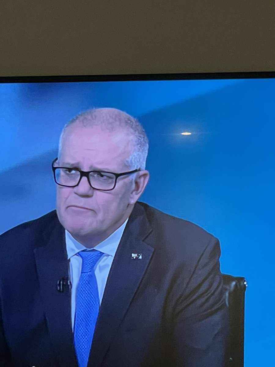 lel0601's tweet photo. @ebony_bennett It got better as Sarah Ferguson made him squirm #Morrison #RoboDebt #IDontThinkIKnow #AUKUS #FiveMinistries #SecretMinistries #abc730 https://t.co/eQ4NmM4Nls