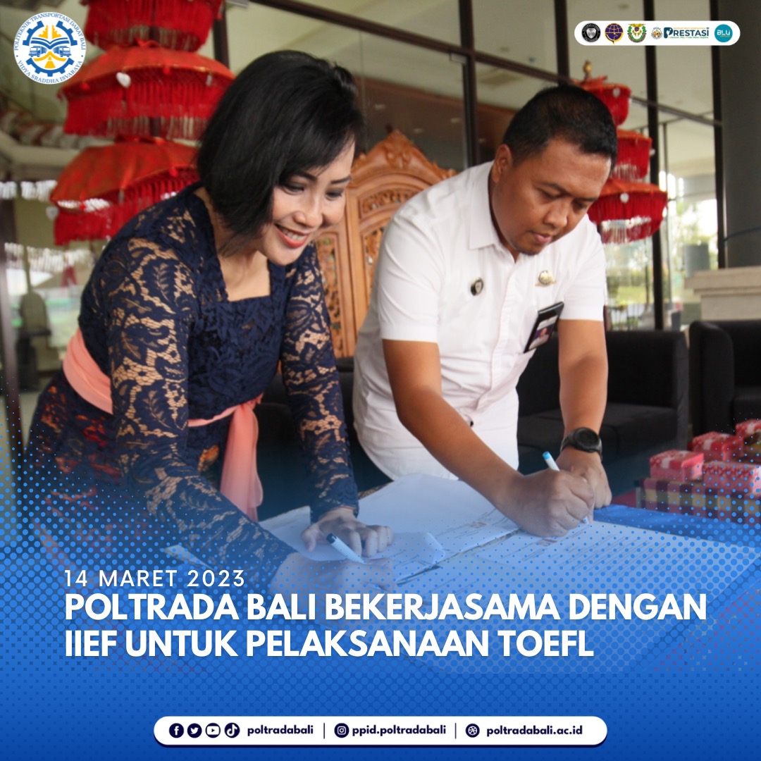 poltradabali's tweet photo. 14 Maret 2023 Poltrada Bali melaksanakan penandatanganan MOU dengan Indonesian International Education Foundation (IIEF) terkait Izin Pelaksanaan TOEFL di Poltrada Bali.
@kemenhub151 @BPSDMP151 @PPSDMPD https://t.co/FyJT5o837j