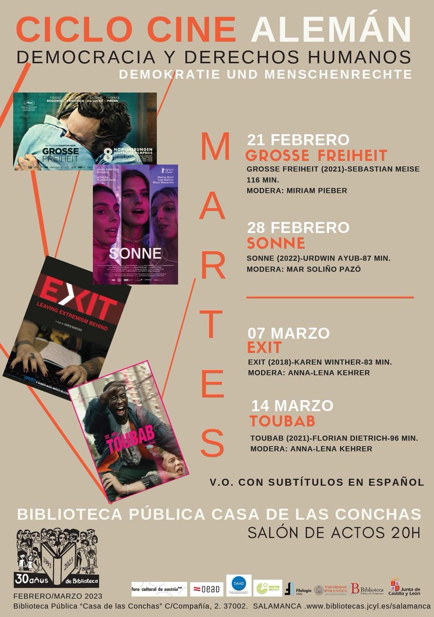casaconchas's tweet image. Termina el #CiclodeCineAlemán con "Toubab" dirigida por Florian Dietrich. 
Babtou está a punto de ser deportado a su país de origen, Senegal y para evitarlo urde un plan sorprendente junto a su amigo Dennis... 
Presenta Anna-Lena Kehrer.
20 h. 
#VOSE 
bit.ly/3IlZskk