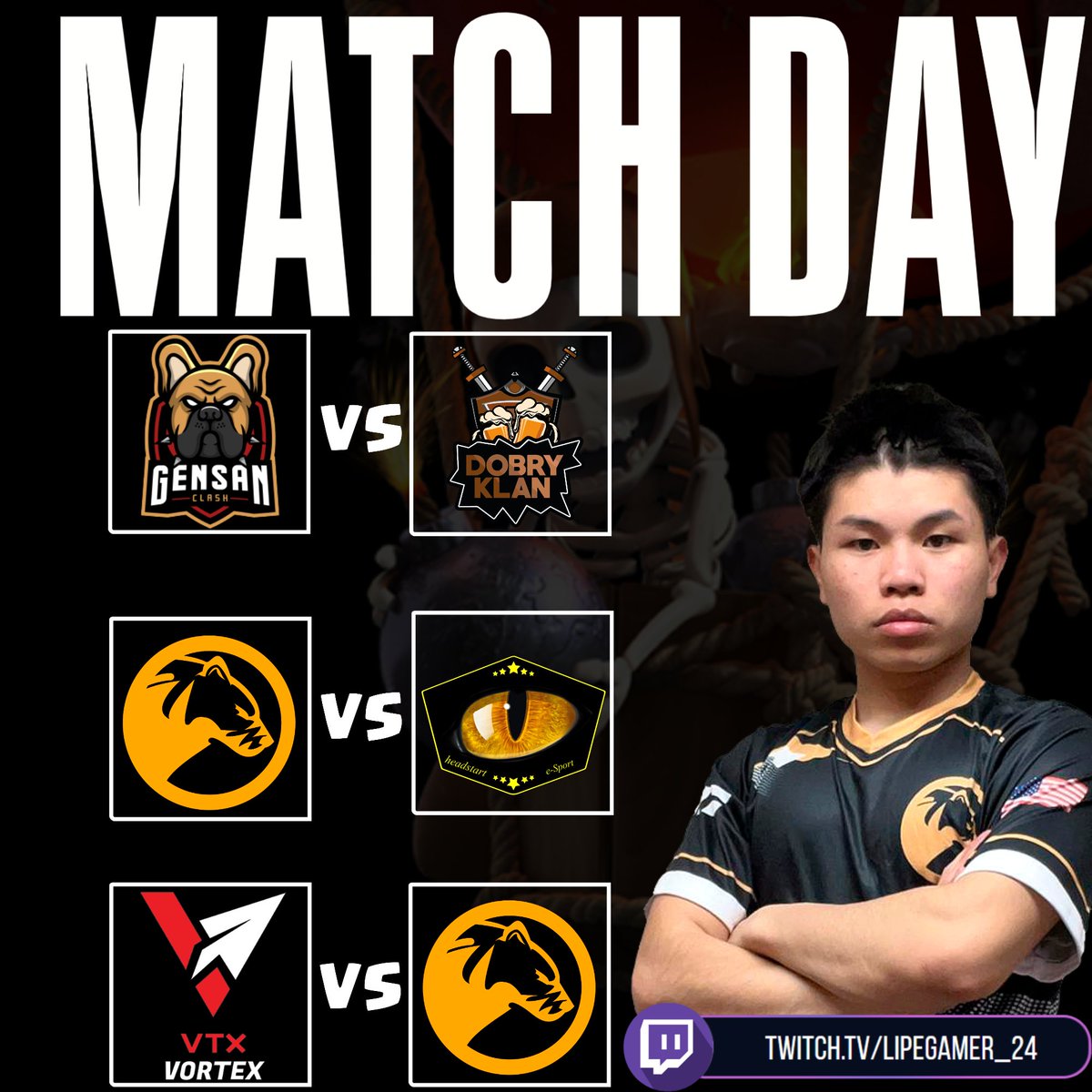 Lipe (@lipe_coc) on Twitter photo Hoy Nos Cargamos De <a href="/CoCEsports/">Clash of Clans Esports</a>
11:00AM ( <a href="/ClashGensan/">GENSAN CLASH</a> VS @dobryclan_coc )
14:00PM (<a href="/ChasmacEA/">Chasmac Gaming EA</a> VS <a href="/headstartesport/">headstart e-sport</a> )
15:00PM ( <a href="/VortexCoc/">VORTEX COC</a> VS <a href="/ChasmacEA/">Chasmac Gaming EA</a> )
@DKA_coc <a href="/bw_coc1/">Black Widow</a> Hoy Nos Cargamos De <a href="/CoCEsports/">Clash of Clans Esports</a>
11:00AM ( <a href="/ClashGensan/">GENSAN CLASH</a> VS @dobryclan_coc )
14:00PM (<a href="/ChasmacEA/">Chasmac Gaming EA</a> VS <a href="/headstartesport/">headstart e-sport</a> )
15:00PM ( <a href="/VortexCoc/">VORTEX COC</a> VS <a href="/ChasmacEA/">Chasmac Gaming EA</a> )
@DKA_coc <a href="/bw_coc1/">Black Widow</a>