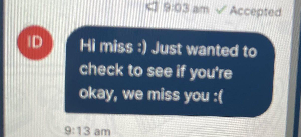 MflWitham's tweet photo. At home poorly but well enough to monitor my class on @goguardian great piece of technology. This message made my day. Blessed to teach such delightful, caring pupils https://t.co/cJxrCNJoQu