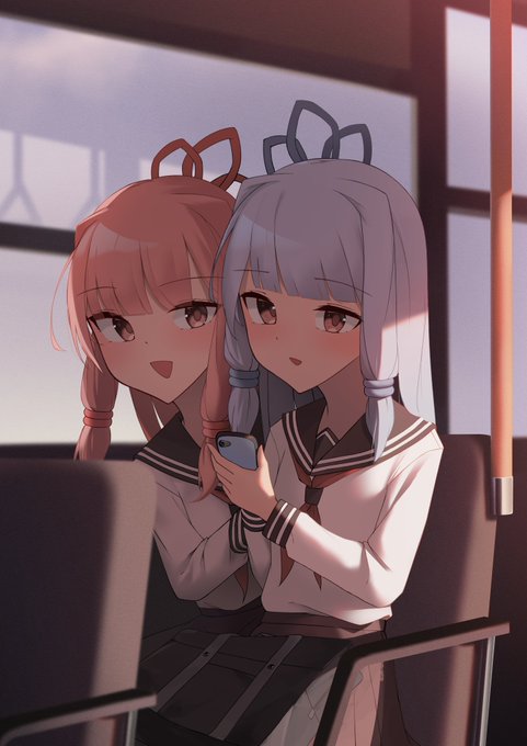 バス通学高校生琴葉姉妹の絵です 