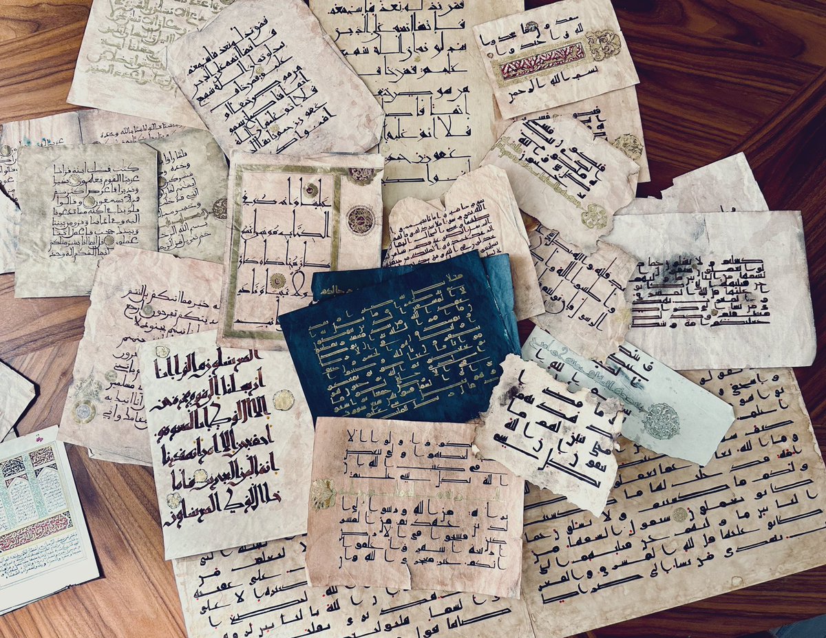 CellardEleonore's tweet photo. - “What brought you to the study of Arabic and history of the Qur’an?” 
- I was 16 years old… I started to collect every image of old Qur’an manuscript and try to imitate them by hand.… That’s the beginning of my fascination for Qur’anic manuscripts 😊 https://t.co/jDEVNiO17u