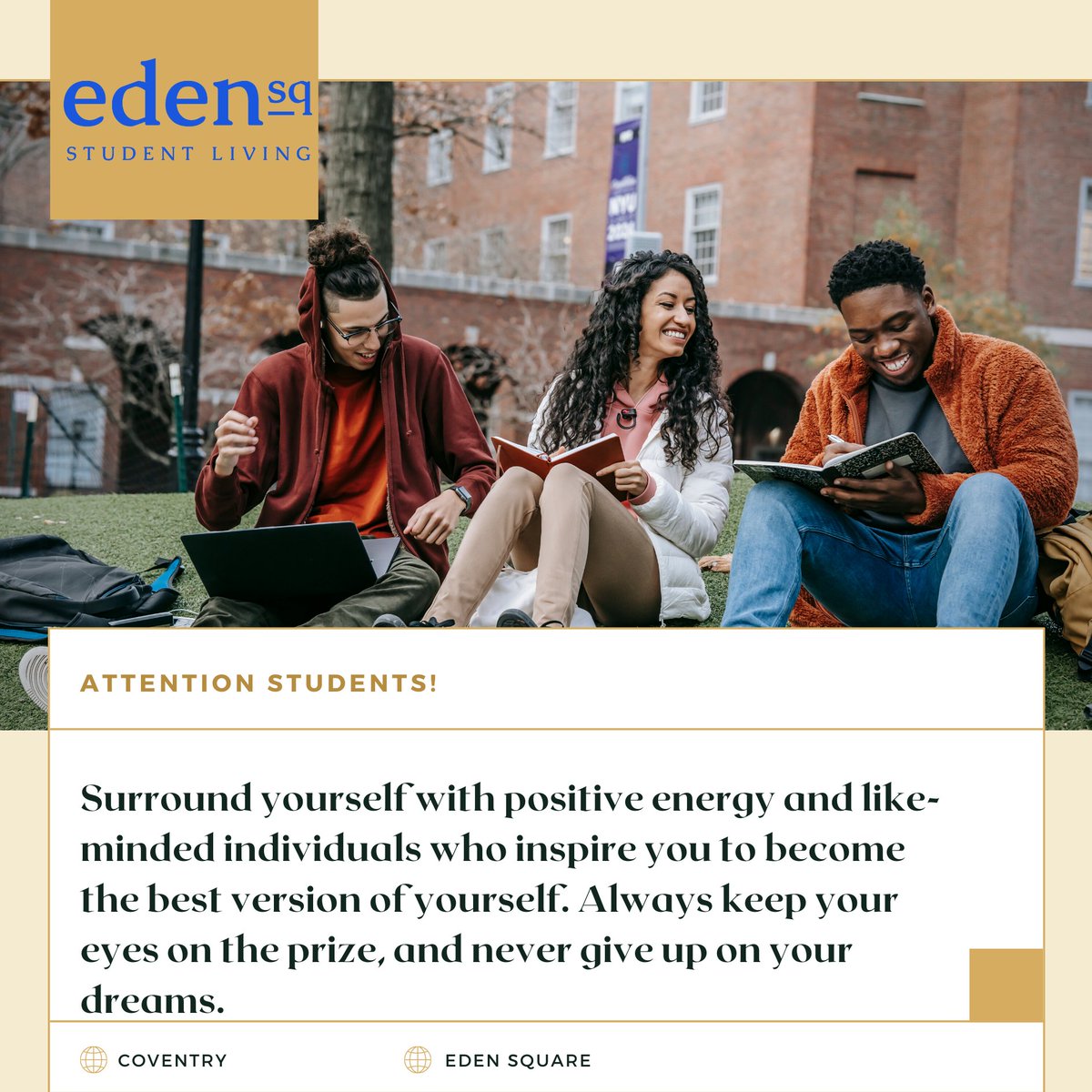 Attention students!

Today is a new day filled with endless possibilities and opportunities. You have the power to shape your future, and the first step towards achieving your goals is to believe in yourself.

Remember that success is not a one-time event but a continuous journey