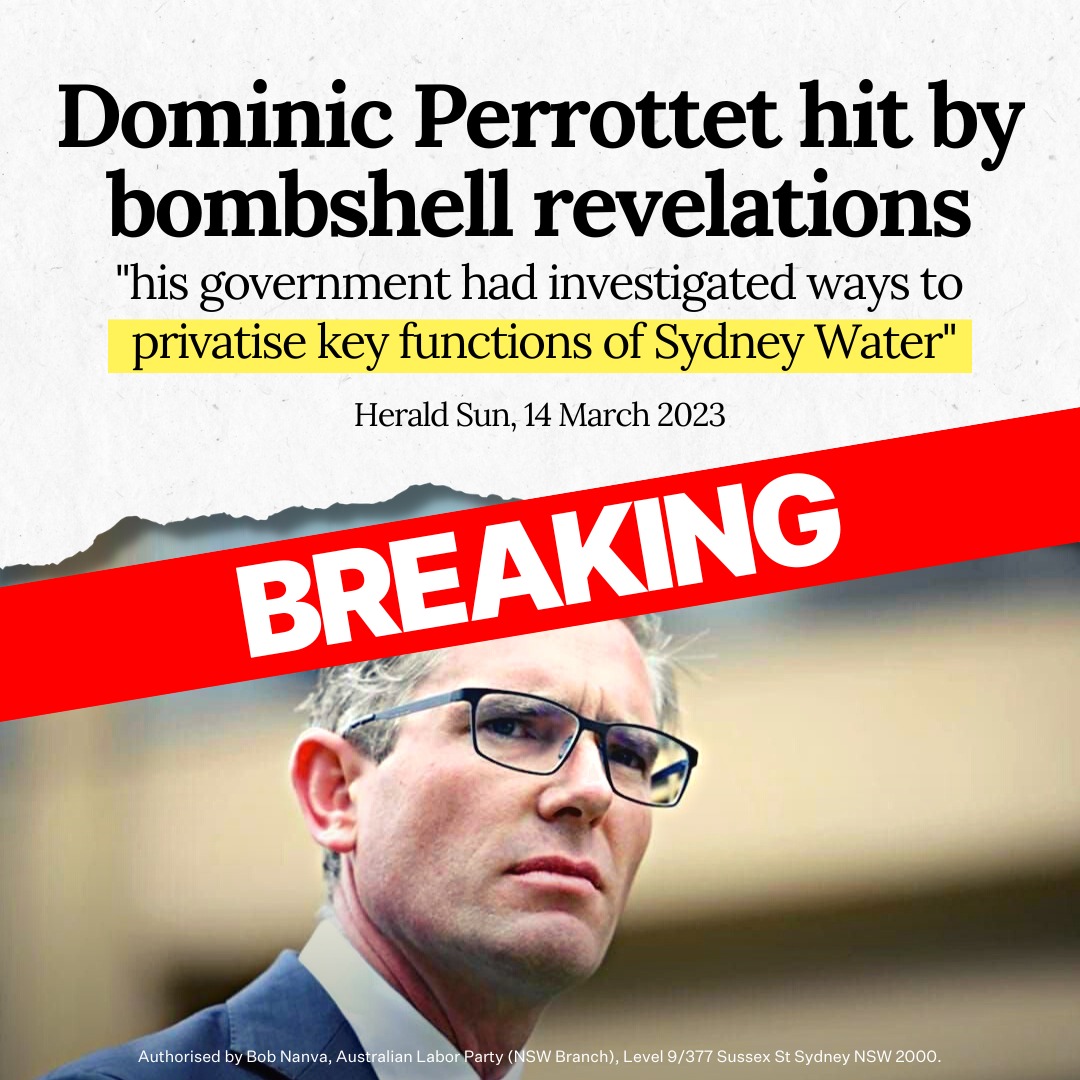 BREAKING: Confidential documents have revealed that the Liberals have a plan to privatise all of Sydney Water – and they've ALREADY sold off a water plant.
Only Labor will protect public assets and end privatisation for good.