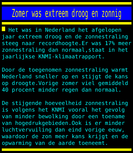 Teletekst's tweet photo. Zomer was extreem droog en zonnig https://t.co/pWoU5YPdBD