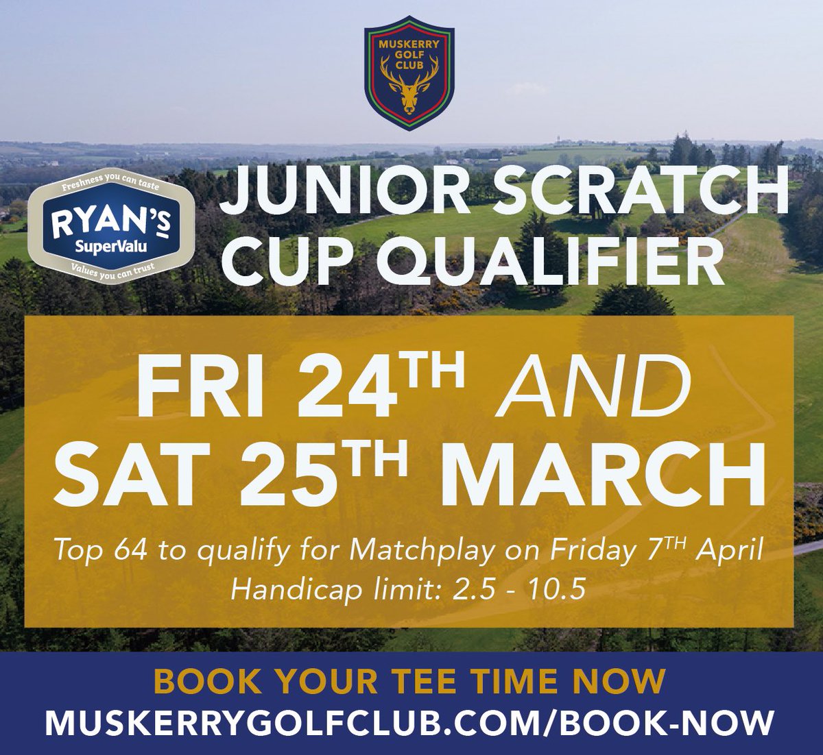 HAVE YOU BOOKED YET?

The countdown is on for our Junior Scratch Cup Qualifier event.Don’t miss out as there are only times on Friday available,Saturdays timesheet is full.

Book via the link below 👇 

muskerrygolfclub.com/book-now/

#scratchcup #irishgolfer