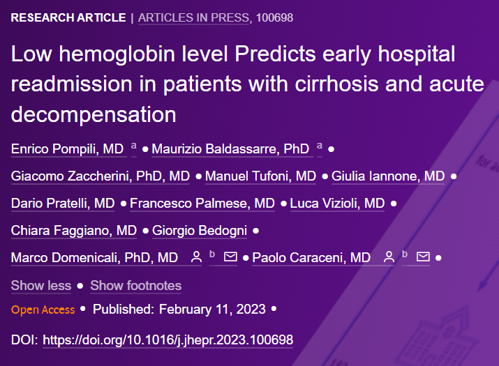 JHEP_Reports's tweet photo. 🟪NEW Article in press❕
Low #hemoglobin level predicts early hospital readmission in patients with #cirrhosis and #acutedecompensation
🔓#OpenAccess at👉https://t.co/UjccVjnry4
#LiverTwitter https://t.co/0x9KEDc27g