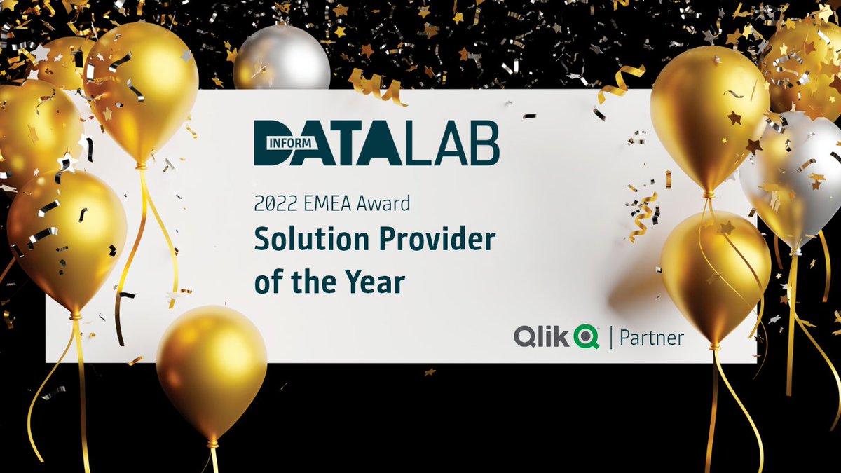 inform_datalab's tweet image. We are very proud to be awarded again as &quot;EMEA Solution Provider Partner of the Year&quot;! 🎉🏆
Thank you for the great partnership @qlik and also thank you to the whole INFORM DataLab team! #bestteam #webelieveindata