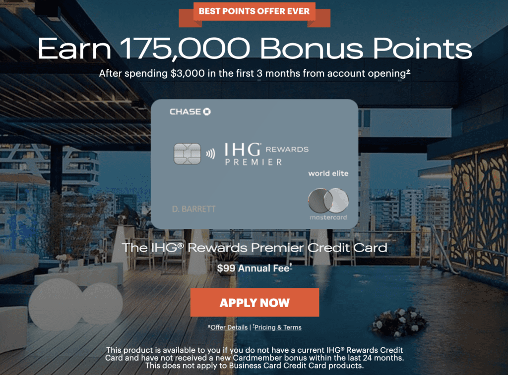 Chase IHG Rewards Premier Card 175,000 Points Signup Bonus dlvr.it/Sks8gh