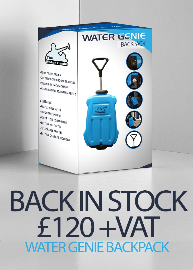 TheCleaningW's tweet photo. BACK IN STOCK! WATER GENIE BACKPACK!
Order online or collect from out Trade Counter. 
£120 +VAT.

🌐https://t.co/f71FYD0xaa
📞 01902 637402
📧sales@thecleaningwarehouse.co.uk

#water #cleaning #platinum #watergenie #windowcleaning #windowcleaninguk #windowcleaningsystem https://t.co/Z6mzPo952V