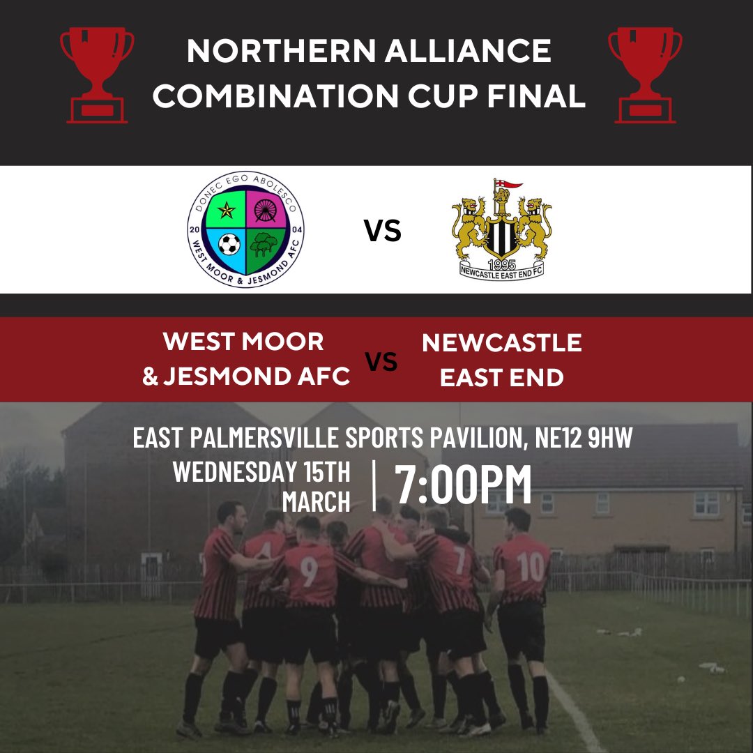 CUP FINAL | Tomorrow sees us face @eastendseniorsfc in the Northern Football Alliance Combination Cup Final.

Should be a great game between two competitive sides.

Kick off is 7pm at East Palmersville Sports Pavilion.

Come along and show your support ⚽