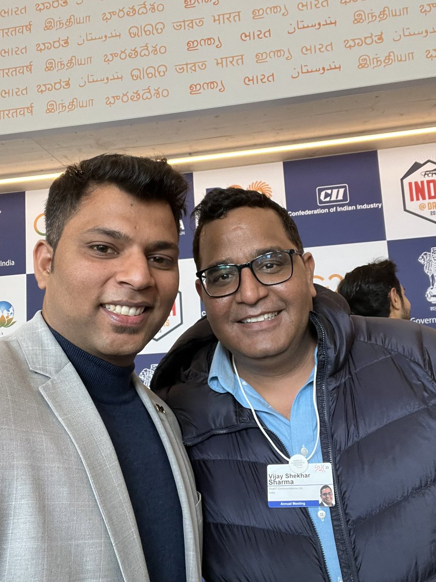 rishlogs's tweet photo. When it comes to Fintech innovation, India as a country is 10 years ahead in time.  It was fantastic to meet @vijayshekhar at @wef 2023 in @Davos  . Paytm is in losses but innovation takes time to become profitable. @OpenAI is a perfect example. https://t.co/cYALfH3fdv