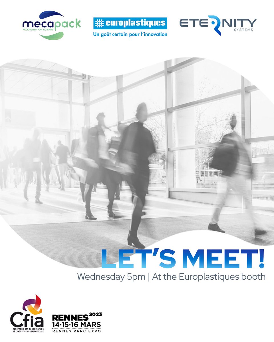 Eternity_syst's tweet photo. Join us at the @CFIAexpo tomorrow and discover innovative solutions at the @europlastiques booth. Don't miss our presentation with #MecaPack on Wednesday at 5pm! 🌱
Find more information here 👉️ https://t.co/G82Etegdo5
#EternitySystems https://t.co/Z3qdeUBQc9