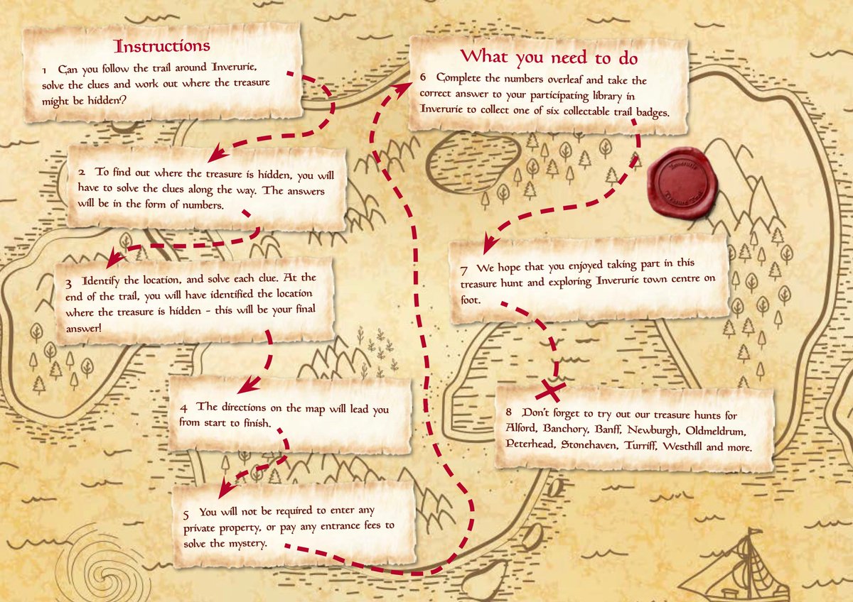 PindarCreative's tweet photo. We've had great fun creating a series of Treasure Trail #maps for @Aberdeenshire. The maps encourage more sustainable and active travel in communities across the county. Each trail consists of six clues which must be solved by #walking the route @get_about @PathsforAll #SCSP https://t.co/OojJaDbPBk