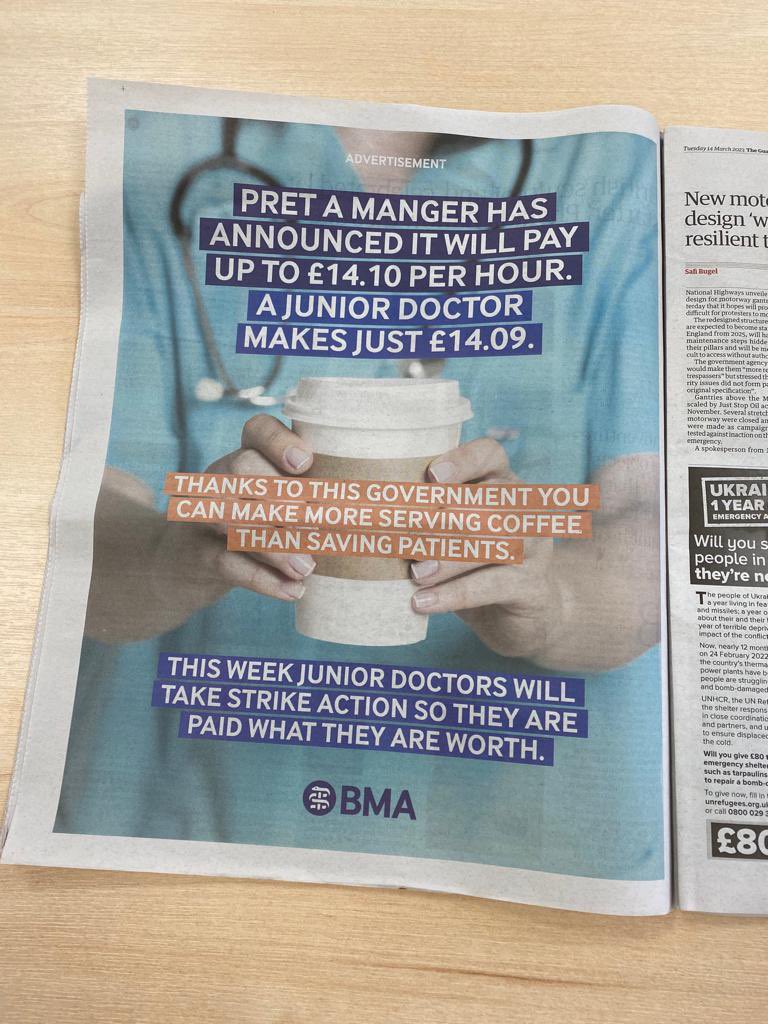 Full page in <a href="/guardian/">The Guardian</a> today. Let’s spread the word about #PayRestoration for Junior Doctors 

#DayTwo #JuniorDoctorsStrike