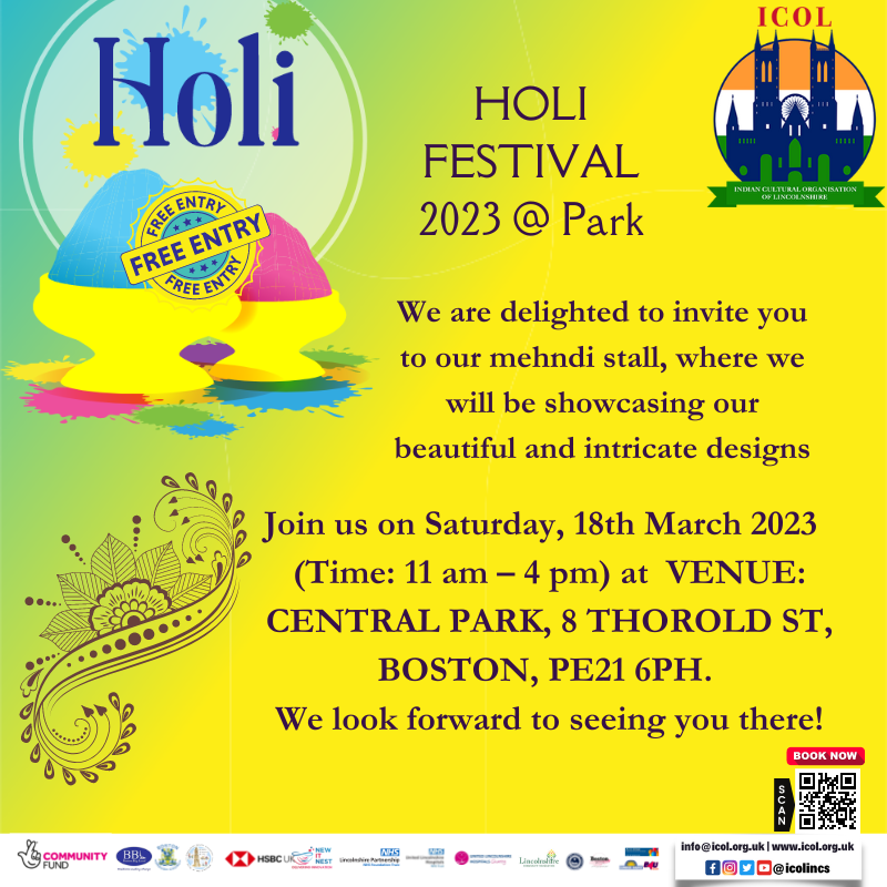 Icol022's tweet photo. We are delighted to invite you to our mehndi stall, where we will be showcasing our beautiful and intricate designs @LincolnshireCF
Book your Free Tickets: https://t.co/81CvD1J9sU…
#HoliFestival #Food #HoliInThePark2023 #ICOL https://t.co/jOpifF4fGt