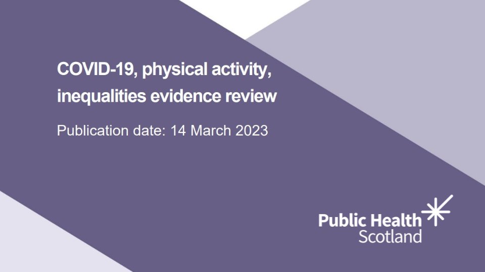 We’ve published a review of UK studies which looked at people’s levels of physical activity and how they were negatively impacted by COVID-19 restrictions.

The evidence suggests inequalities in physical activity behaviour increased between groups.

⬇️ publichealthscotland.scot/publications/c…