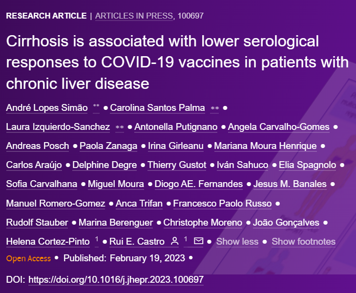 JHEP_Reports's tweet photo. 🟪NEW Article in press❕

#Cirrhosis is associated with lower serological responses to #COVID19 vaccines in patients with #chronicliverdisease

🔓#OpenAccess at👉https://t.co/zP34w4vo6b

#LiverTwitter https://t.co/bbmjfE2SAl