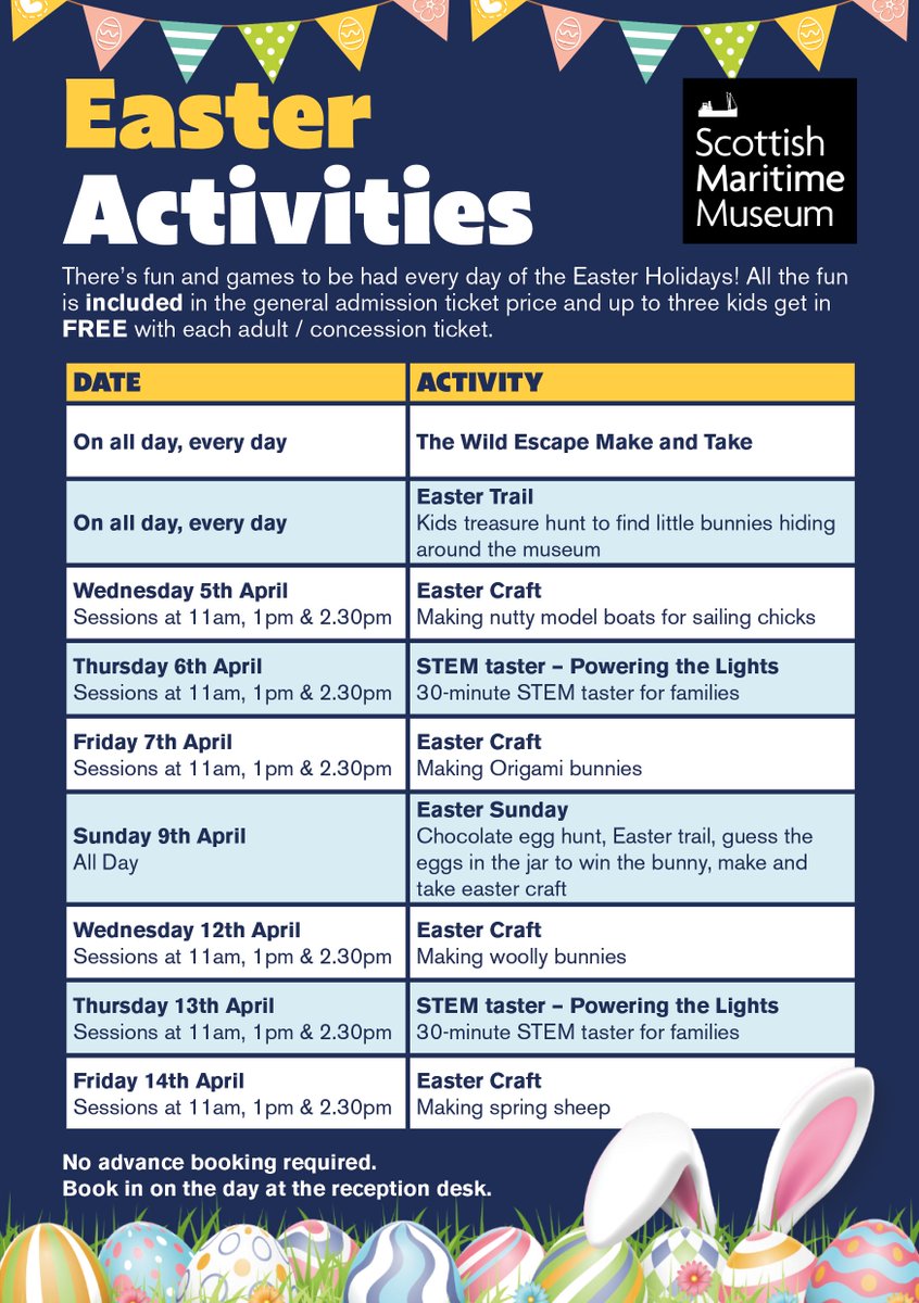 If you’re looking for something to keep the kids entertained this Easter, look no further than the Scottish Maritime Museum. We’ve got activities for kids on every day of the Easter holidays; all included in the admission ticket price. Up to 3 kids go FREE with each paying adult.