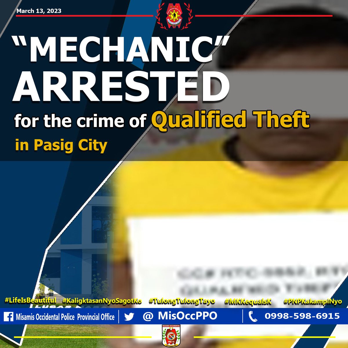 MisOccPPO's tweet photo. Look: Mechanic arrested for the crime of Qualified Theft in Pasig City

https://t.co/XZtneIz79K https://t.co/75i08DavOp