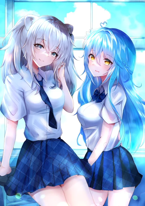 #女の子二人のイラストを貼る見た人もやる ししらみ! 