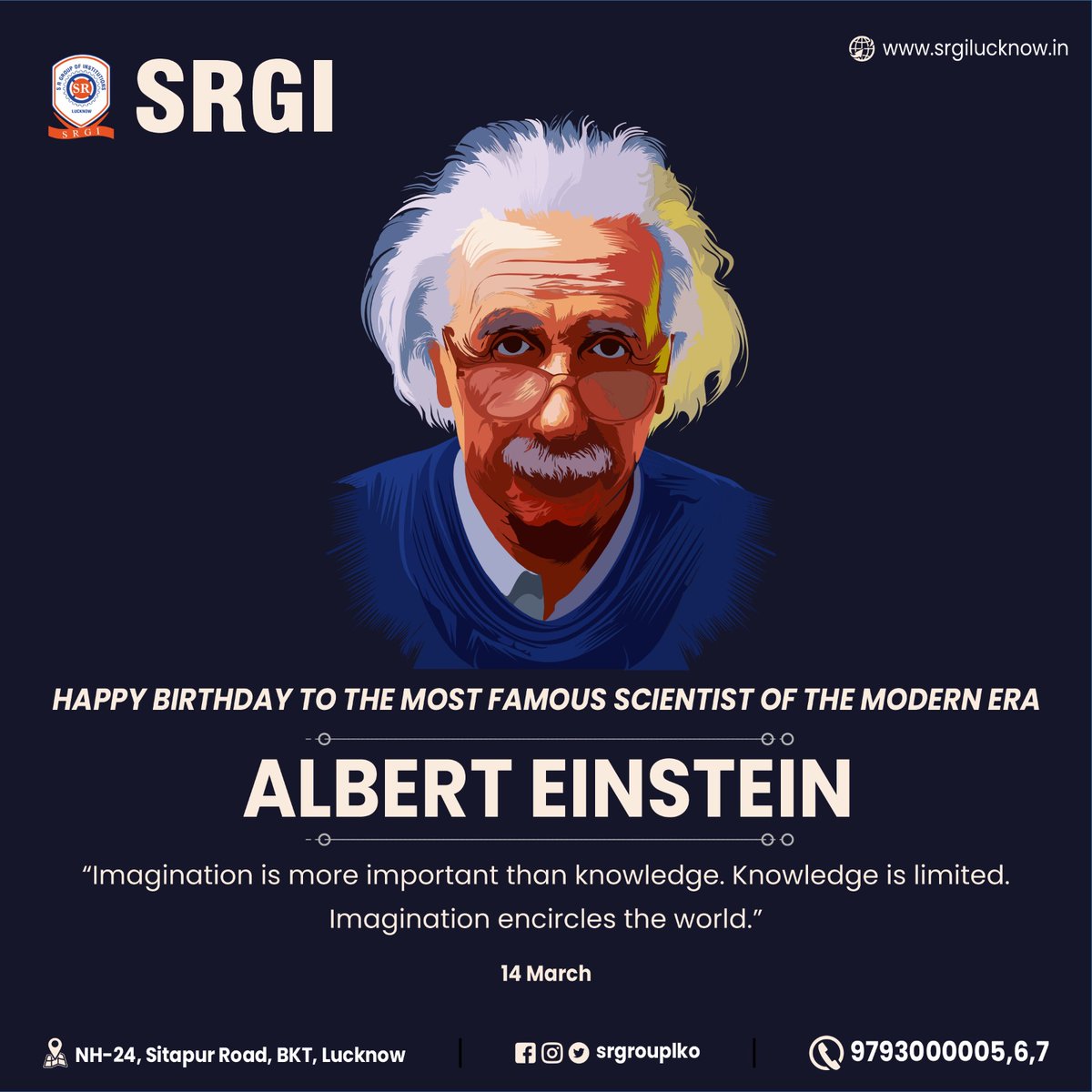 SRGROUPLKO's tweet photo. SRGI is wishing a heartiest birthday to a Great Scientist of the Century.
#srgilucknow
#SRgroup
#SRIMT
#srmbs
#srmayus
#SRM
#placementsrgilko https://t.co/VNXR2KUoGq