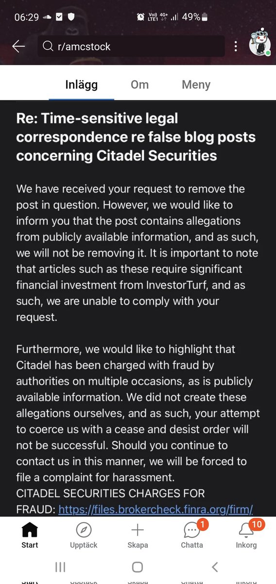 Santori42276228's tweet photo. Hahaha @citadel @citsecurities got owned by @InvestorTurf
#KenGriffinLied
#KenGriffinLiedUnderOath
#CitadelScandal
#CitadelCrimes
#Citadelbankrupth2023
#CitadelFraud
#FailToDeliever
Citadel try bully tatic. https://t.co/N2Pjl93GHh
