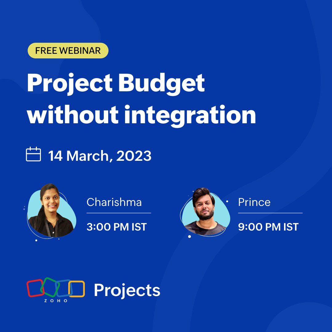 ZohoProjects's tweet photo. Building a budget, managing costs, and tracking expenses- all can be made easier with Zoho Projects. Find out how from our experts.

Register for the webinar at https://t.co/Y3nuOcNOc9

#projects #pmtool #projectmanagement https://t.co/YibsragxLx