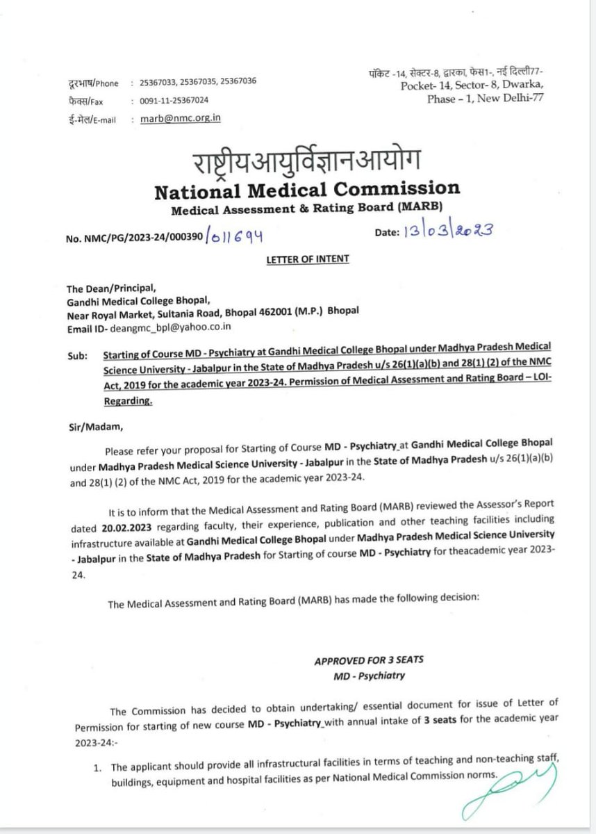 VishvasSarang's tweet photo. .@NMC_IND ने गांधी चिकित्सा महाविद्यालय भोपाल में 68 पीजी सीट्स की वृद्धि की दी अनुमति
चिकित्सा शिक्षा विभाग के इतिहास में GMC भोपाल में 11 विषयों 68 पीजी सीट्स की हुई वृद्धि https://t.co/683olUyUyb