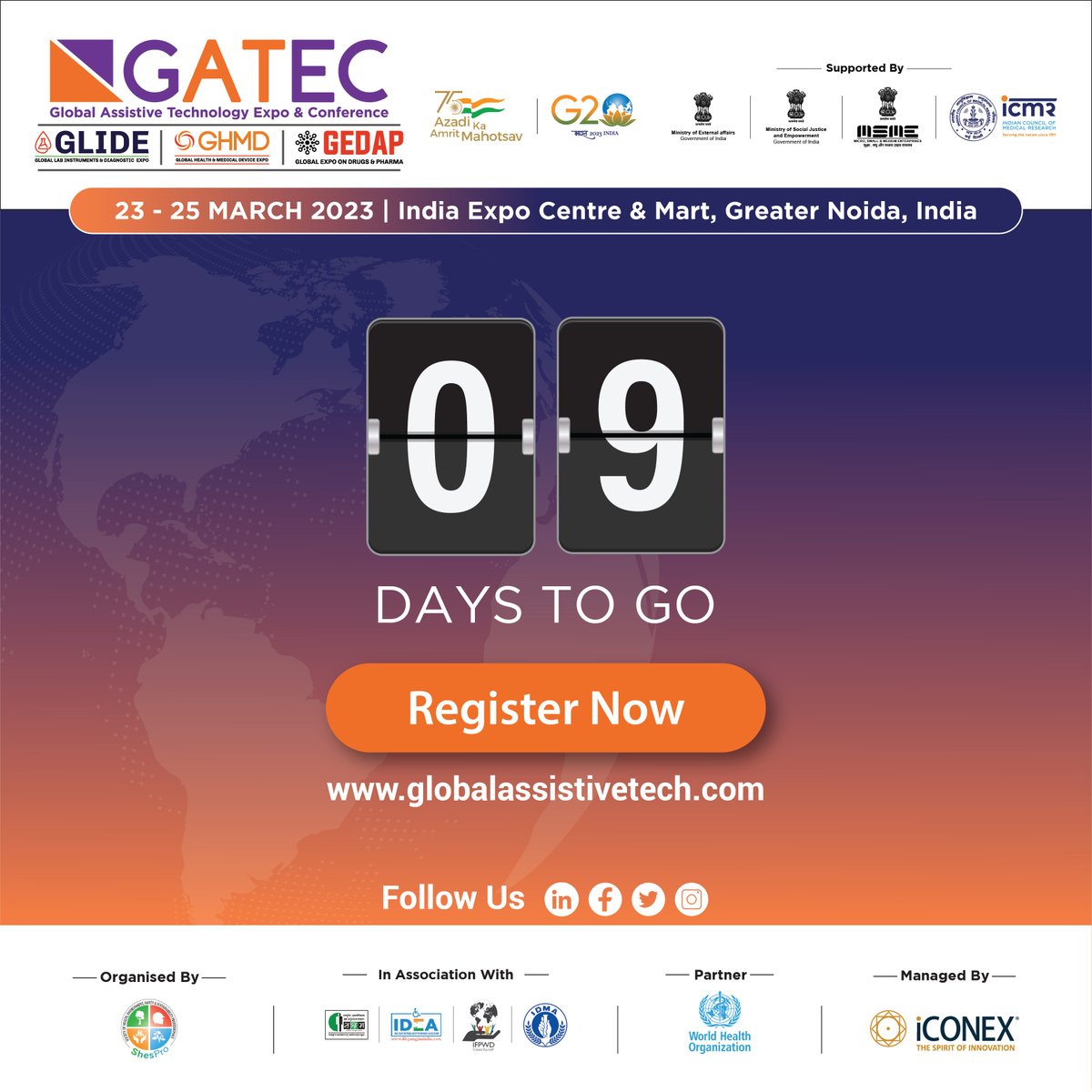 Glide4India's tweet photo. 9 Days To Go

Register Now at https://t.co/QwViCaiTmX
Email Us at secretariat@globalassistivetech.com

#gatec2023 #conference2023 #expo #AssistiveTechnology #exhibitor #healthcare #assitivetechnologyprogramme #medical #greaternoida #indiaexpocentre #iconex #innovation #technology https://t.co/bFNl5F80oe