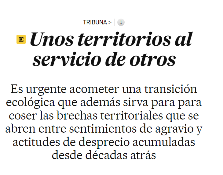 Smelladocruz's tweet photo. Imprescindible lectura de @tinamonge en @el_pais 
"La transición ecológica, además de una necesidad urgente, es una oportunidad para cerrar las brechas de desigualdad abiertas, entre las personas y entre los territorios".
https://t.co/dtnLDmedXW https://t.co/QKphYerniQ
