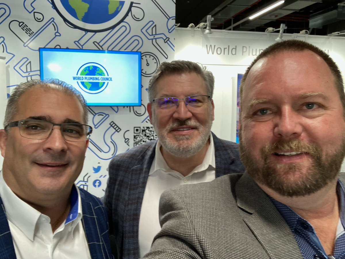 IAPMO_Pres's tweet photo. Very excited to be here at #ISH2023 this week and I’ve got some great company @IWSHFoundation @WPlumbingCouncl @UAPipeTrades @DaveViola #PlumbingChampions https://t.co/7uCvrN4YEF
