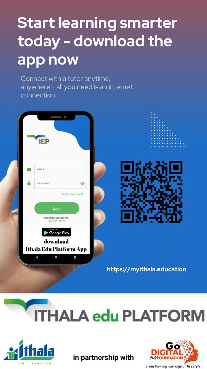 GoDigitalSA1's tweet image. Struggling with your Grade 12 studies and looking for some guidance? 

Look no further than Ithala Edu Platform - the FREE app that provides expert tutoring on-the-go!

#ithalaeducatio  #MyIthala #GDSAF
