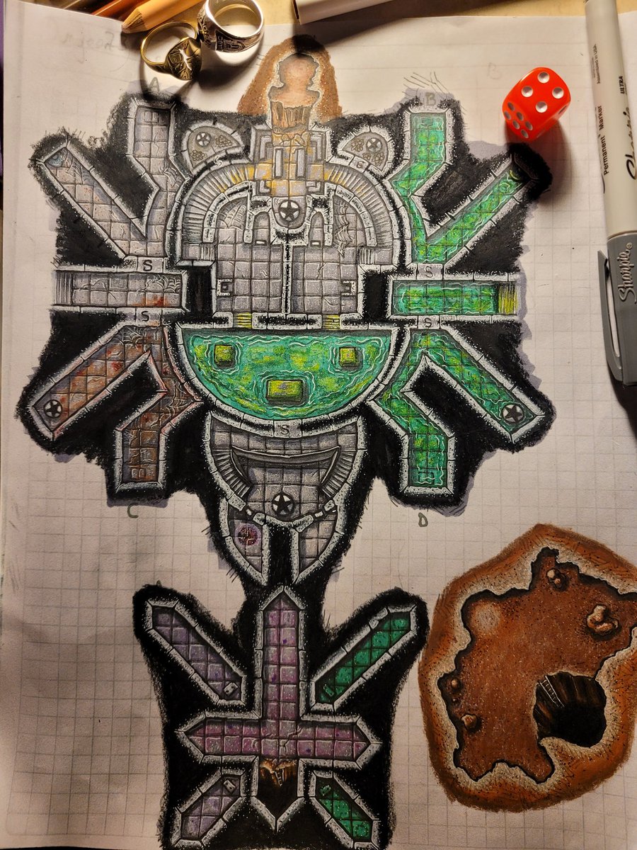 #Dungeon23 level 1 redone! 
I'll add the hi-res to my kofi gallery for free personal use by anyone later or tomorrow! 

#ttrpgmaps