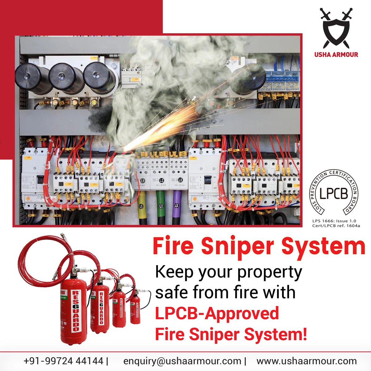 ushaarmour1's tweet photo. Stay safe from fire with the LPCB-Approved Fire Sniper System! 

Contact us:
📞 +919972444144
📧 enquiry@ushaarmour .com

#firesnipersystem #electricpanel #dataroom #firesafetyequipment #machines #safetyequipment #industrialsafety #industrial #exports #pharmaindustry #ushaarmour https://t.co/XF30h6Qo8z