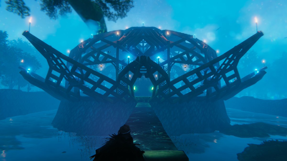 Baldzebra99's tweet photo. #ValheimBotM been told almost 100 times to submit a few I have done, lets see what you think! all vanilla Portal hub Lotus inspired, farmed and Inspired to build more https://t.co/XBJuTzS5YW