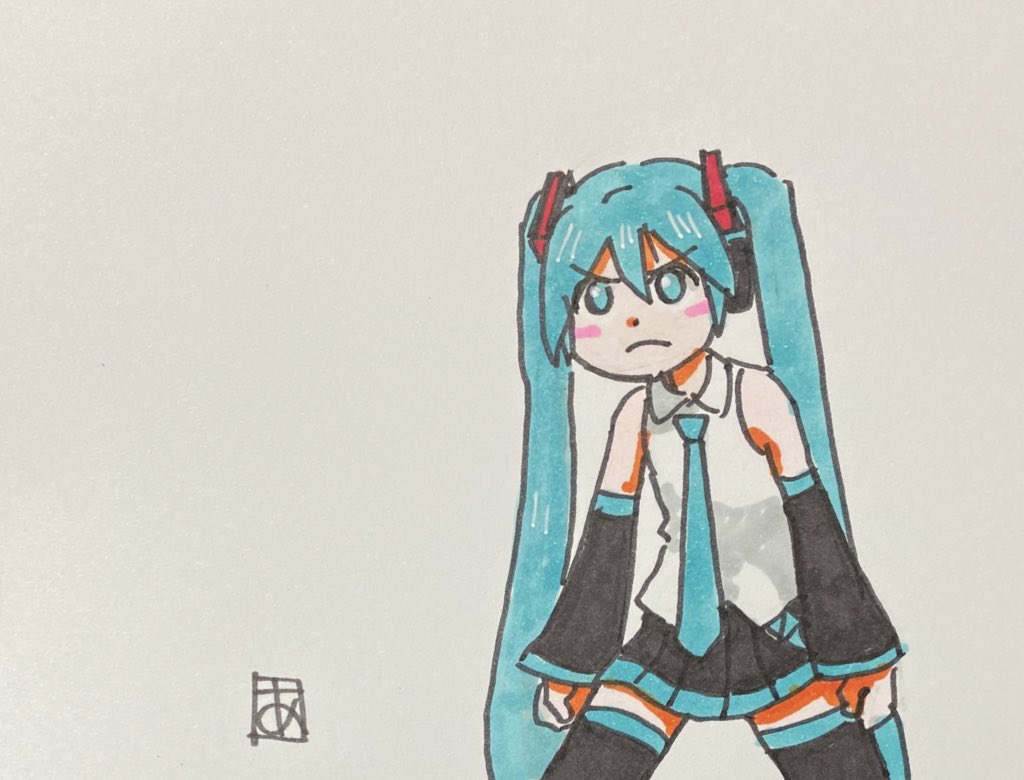 初音ミク 「帰宅。残業疲れた。がふっ!! 」|あらがいのイラスト