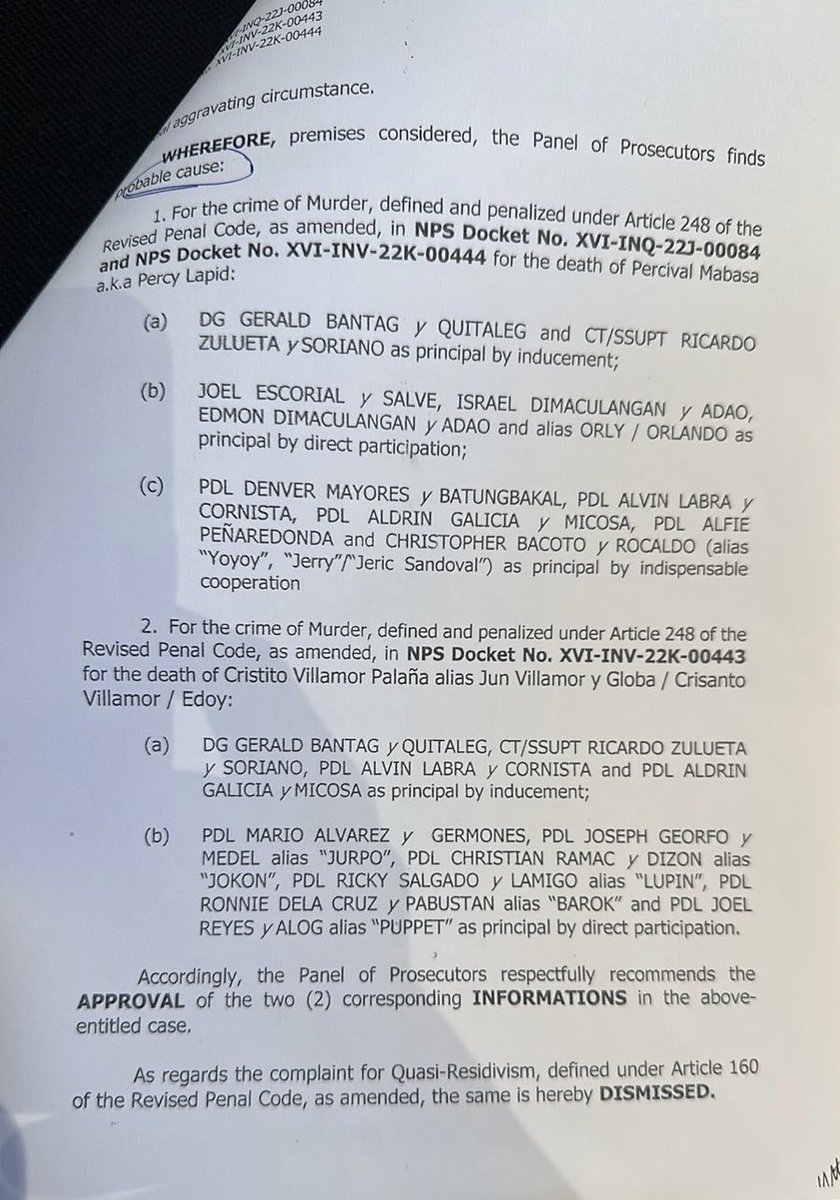 JoyceRMN's tweet photo. JUST IN: Reklamong 2 counts ng murder laban kay Suspended BuCor chief Gerald Bantag at iba pa kaugnay ng Lapid-Villamor killings, nakitaan ng probable cause ng DOJ https://t.co/ERzGmHCcXn